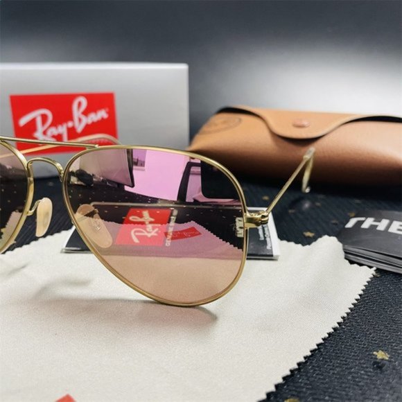 Ray-Ban aviator pink glitter sunglasses RB3025 58mm main image 5